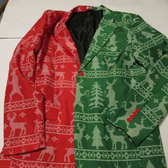Original Men's Dec.25th Ugly Christmas Blazer Dress Coat and dress Tie EUC Med. - Picture 1 of 9